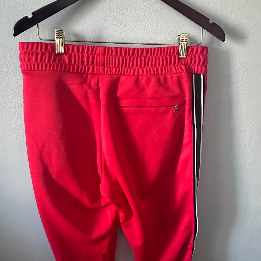 AMIRI Slim-Fit Tapered Leather-Trimmed Tech-Jersey Sweatpants - Red Size Medium